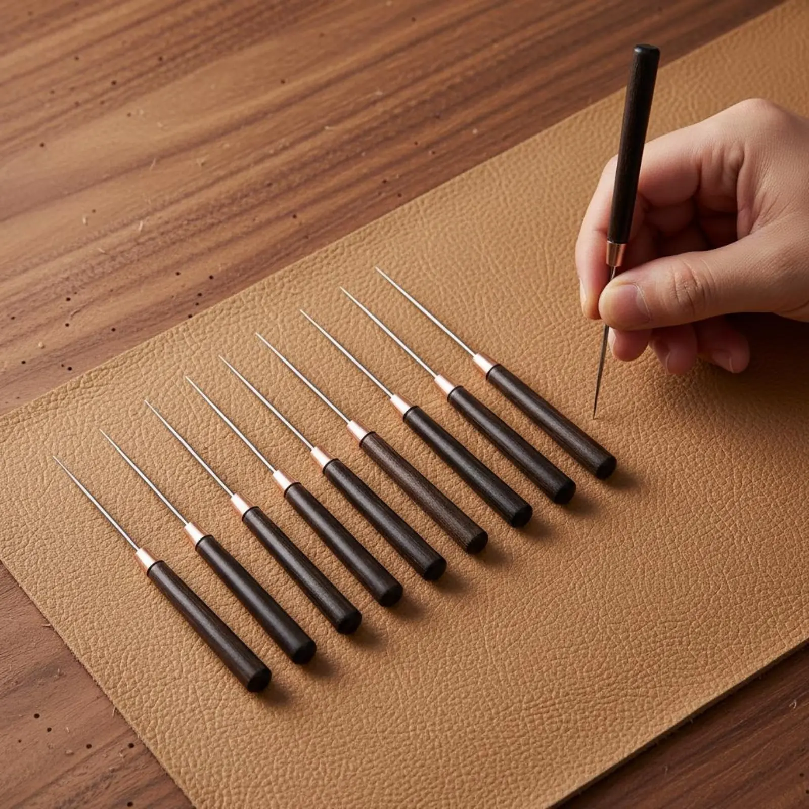 10 Pieces Sewing Piercing Awl Versatile Wood Handle Awl Crafting Supply Easy Threading for Leatherworking, Bookbinding
10 Pieces Sewing Piercing Awl Versatile Wood Handle Awl Crafting Supply Easy Threading for Leatherworking, Bookbinding