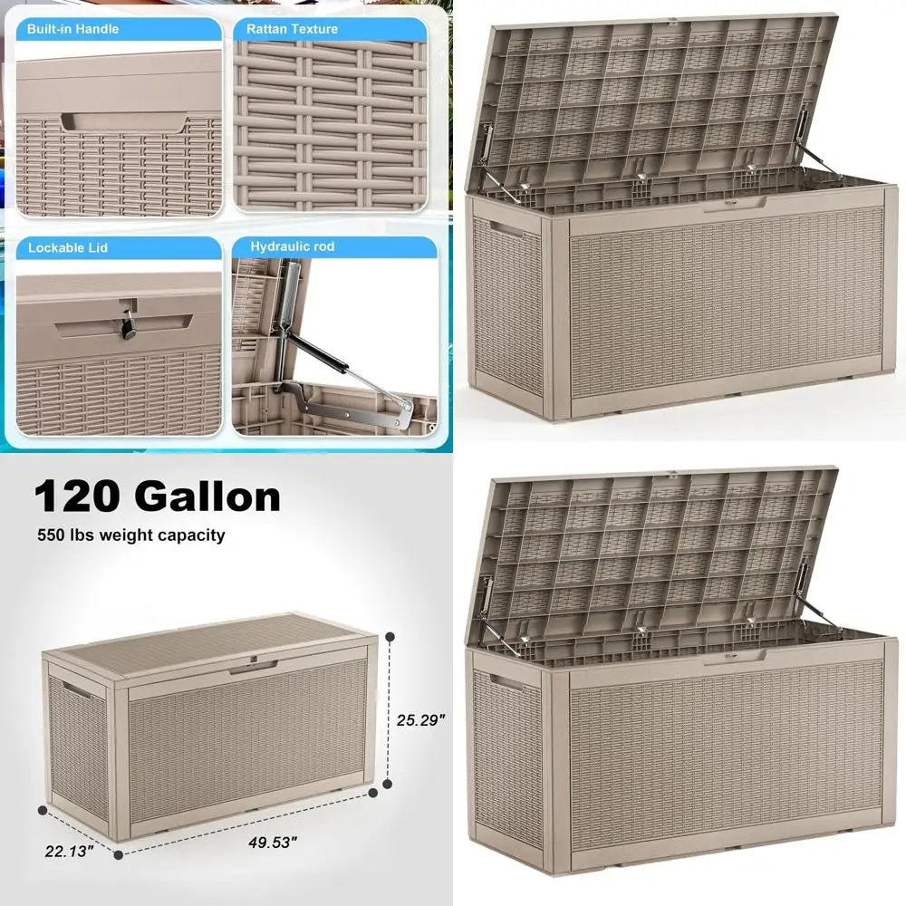 Gray 120 Gallon Weatherproof Outdoor Storage Box with Lid for Patio and Garden Use
Gray 120 Gallon Weatherproof Outdoor Storage Box with Lid for Patio and Garden Use