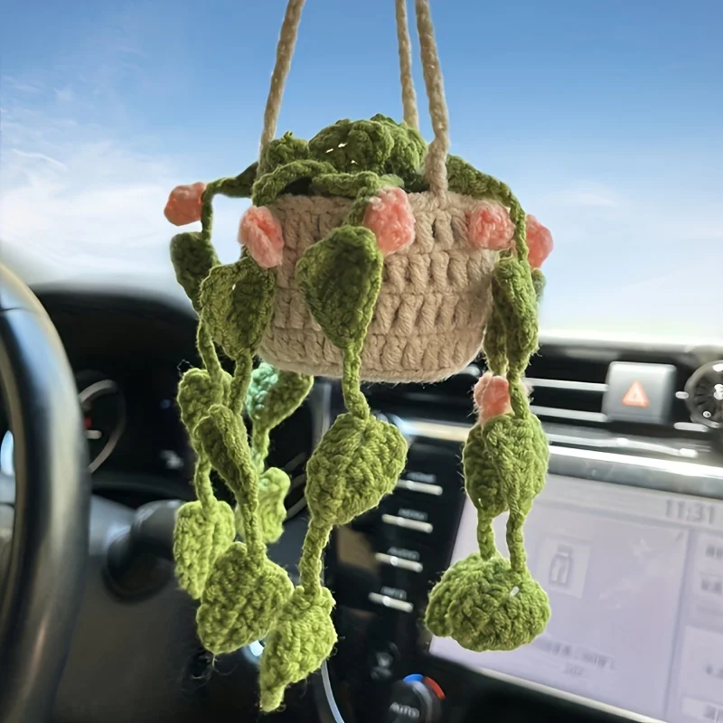 Car Mirror Hanging Accessory Handmade Knitted Cute Crochet Potted Plant Rear View Decor Car Interior Accessories
Car Mirror Hanging Accessory Handmade Knitted Cute Crochet Potted Plant Rear View Decor Car Interior Accessories