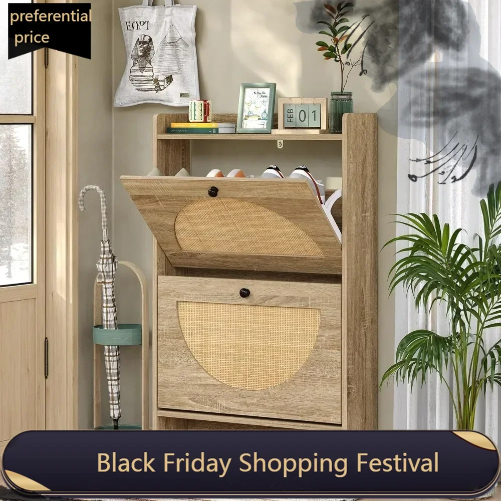 Shoe Rack Storage Cabinet with 2 Natural Semi-Circular Rattan Doors, Entryway Boho Shoe Cabinet for Sneakers,
Shoe Rack Storage Cabinet with 2 Natural Semi-Circular Rattan Doors, Entryway Boho Shoe Cabinet for Sneakers,