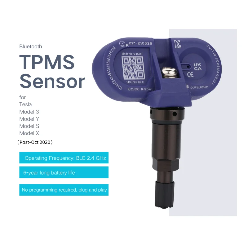 2.4 GHz TPMS Sensor 1490750-01-A 149075001A 149070101C Tire Pressure Monitoring System for Tesla Model3/ModelY/ModelS/ModelX
2.4 GHz TPMS Sensor 1490750-01-A 149075001A 149070101C Tire Pressure Monitoring System for Tesla Model3/ModelY/ModelS/ModelX