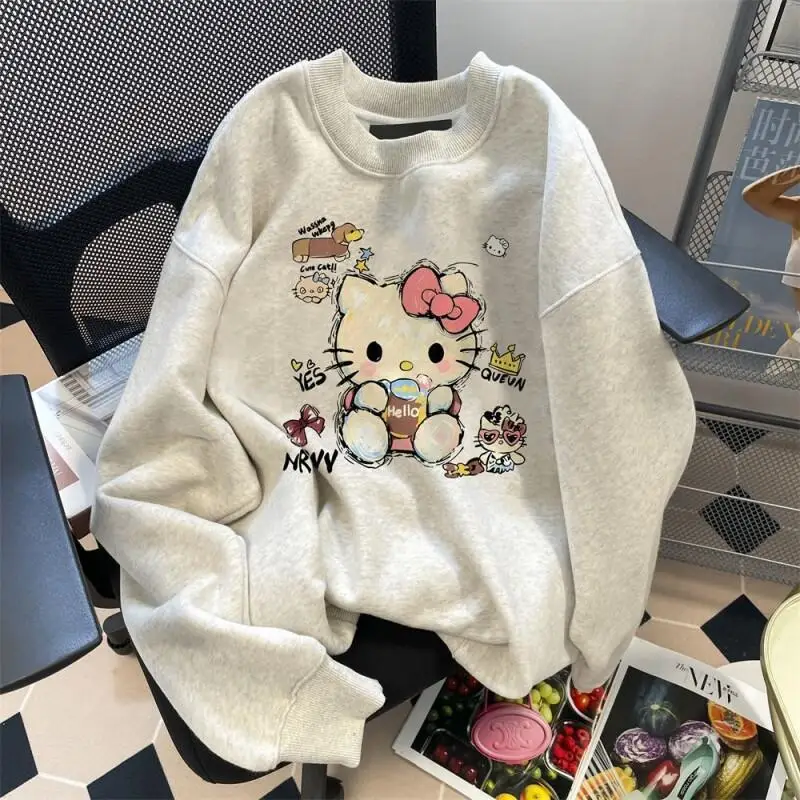 Женская толстовка Sanrio Hello Kitty с длинным рукавом, хлопковая, осенне-зимняя, модная, милая, средней длины, на флисовой подкладке, без капюшона, базовая
Женская толстовка Sanrio Hello Kitty с длинным рукавом, хлопковая, осенне-зимняя, модная, милая, средней длины, на флисовой подкладке, без капюшона, базовая