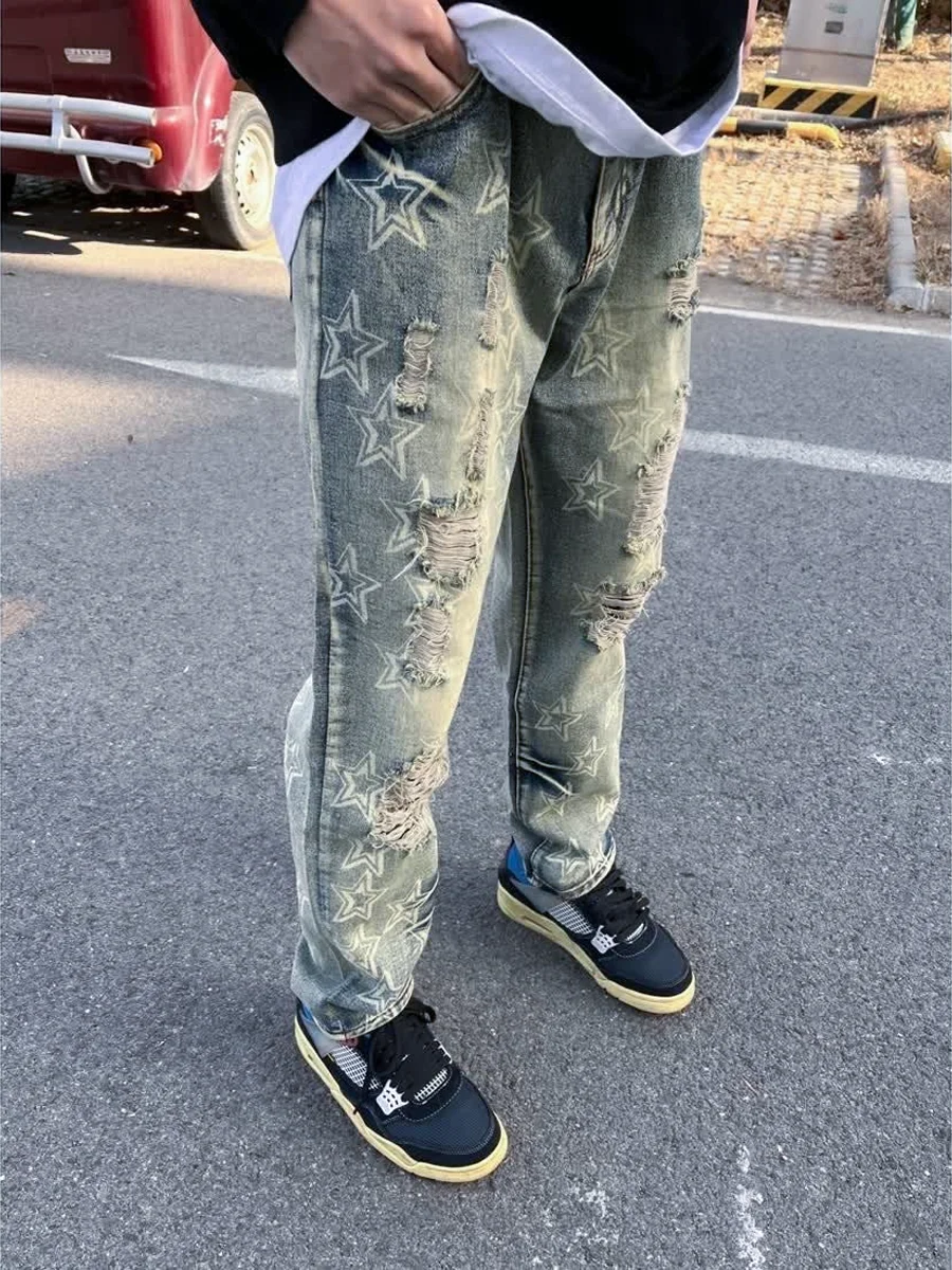 Retro Street Sle Men's Jeans Luxury Waed Outfit Hole Five Pointed Star Slim Fit Long Pants Casual Wear Resistant Wear
Retro Street Sle Men's Jeans Luxury Waed Outfit Hole Five Pointed Star Slim Fit Long Pants Casual Wear Resistant Wear
