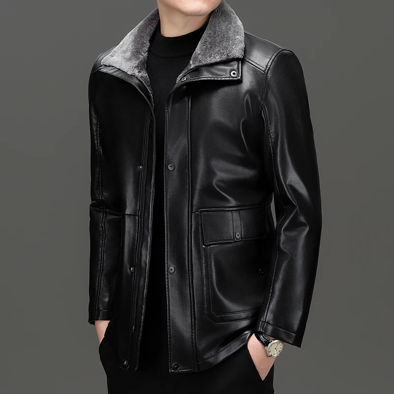 Winter Men Black Coffee Faux Leather Jackets Thicken Thermal Fleece Lining PU Faux Coat Turn Down Collar Outerwear Winter Look
Winter Men Black Coffee Faux Leather Jackets Thicken Thermal Fleece Lining PU Faux Coat Turn Down Collar Outerwear Winter Look