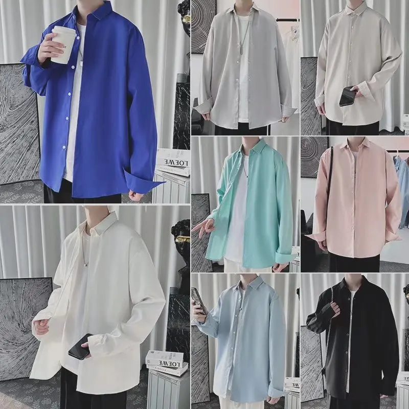 Long Sve Loose Fit Men's irt Pure Color Versatile Autumn Faion Korean Sle Trendy Simple Outerwear Casual irt
Long Sve Loose Fit Men's irt Pure Color Versatile Autumn Faion Korean Sle Trendy Simple Outerwear Casual irt