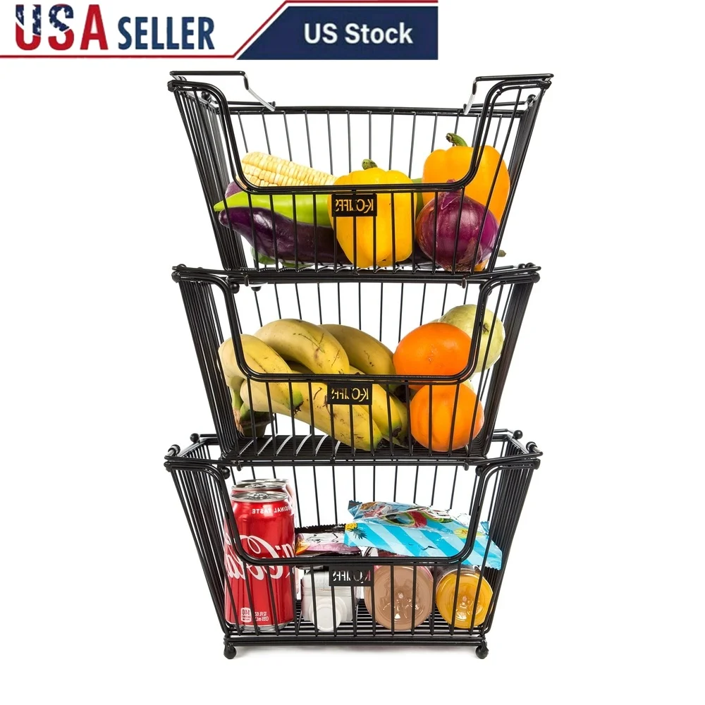 Stackable Metal Wire Baskets Heavy Duty Storage Bins 3 Tier Baskets Kitchen Pantry Office Organizers Grocery Market Use
Stackable Metal Wire Baskets Heavy Duty Storage Bins 3 Tier Baskets Kitchen Pantry Office Organizers Grocery Market Use
