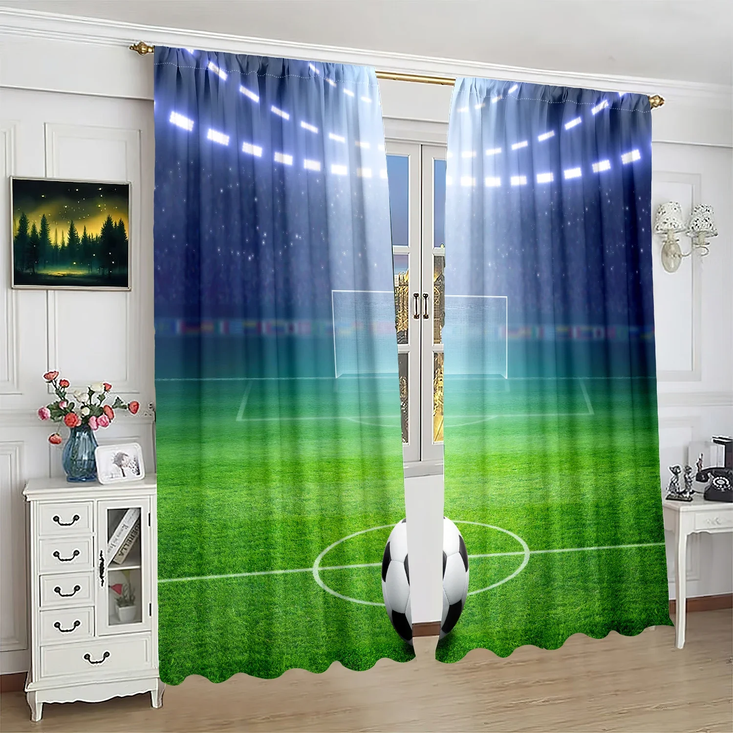 2 pieces of Football stadium printing curtain - polyester material - suitable for bedroom living room study room priva
2 pieces of Football stadium printing curtain - polyester material - suitable for bedroom living room study room priva