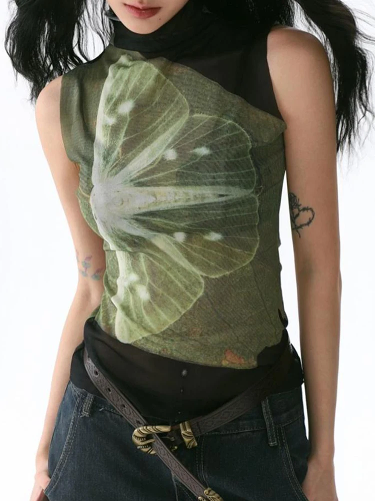 New digital printed summer clothing mesh patchwork chic pleated vest temperament style slim fit pure desire top
New digital printed summer clothing mesh patchwork chic pleated vest temperament style slim fit pure desire top