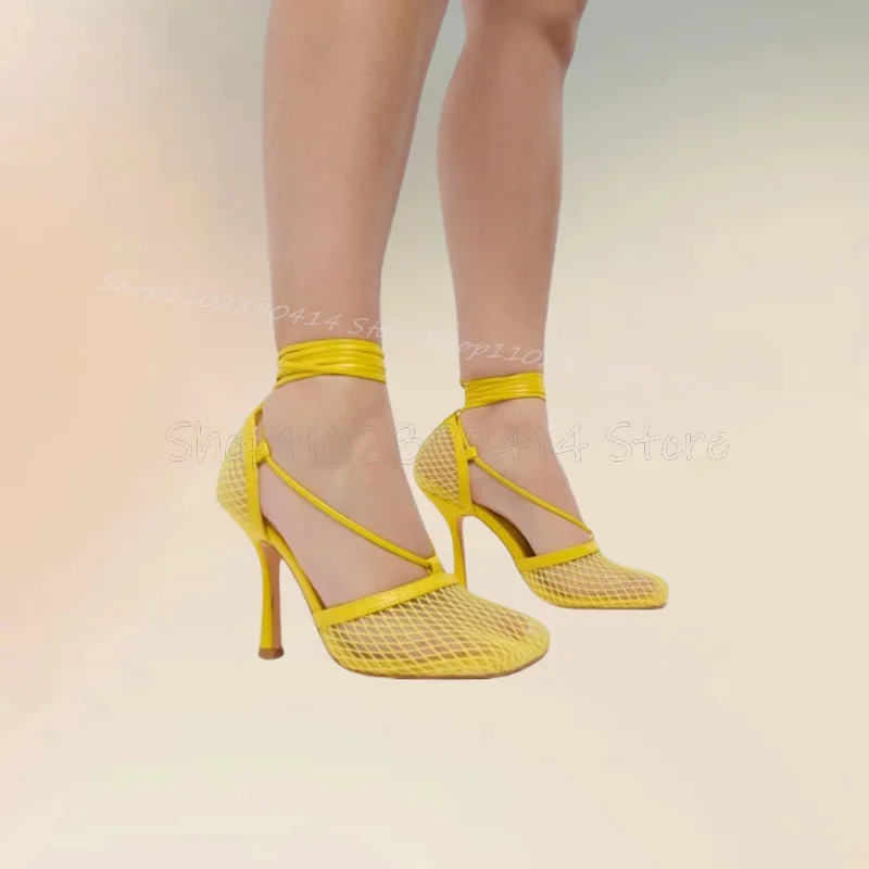 Orange Mesh Hollow Design Square Toe Twine Pumps Lace Up Women Shoes Thin High Heels Fashion Banquet 2026 Zapatos Para Mujere
Orange Mesh Hollow Design Square Toe Twine Pumps Lace Up Women Shoes Thin High Heels Fashion Banquet 2026 Zapatos Para Mujere
