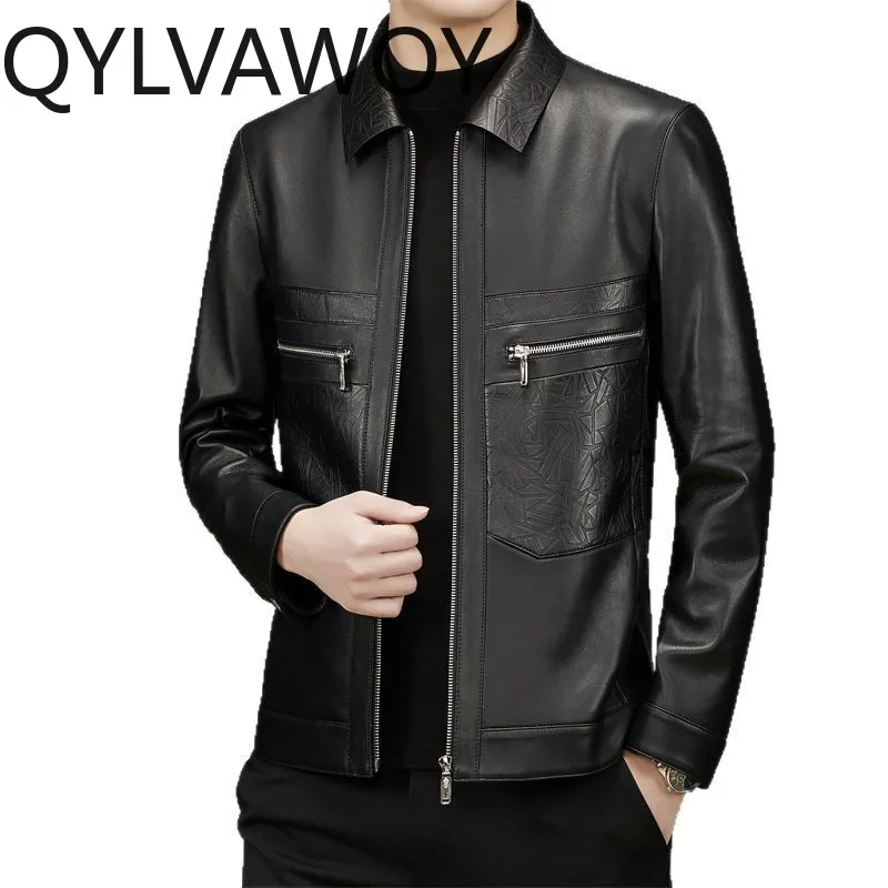QYLVAWOY High-end Real Sheepskin Leather Jacket Men 2026 High Quality Leather Coat Fashion Lapel Luxury Black Leather Jackets
QYLVAWOY High-end Real Sheepskin Leather Jacket Men 2026 High Quality Leather Coat Fashion Lapel Luxury Black Leather Jackets
