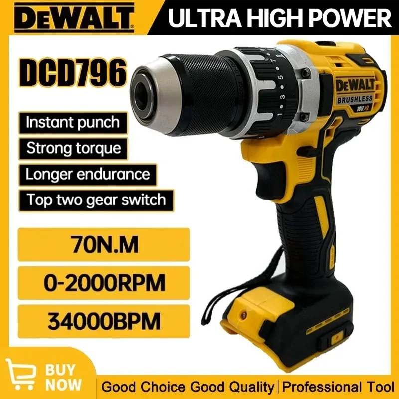 Dewalt DCD796 Cordless Brushless Impact Drill Brushless Drive Compact Drill Rechargeable Portable 20V Battery Power Tools
Dewalt DCD796 Cordless Brushless Impact Drill Brushless Drive Compact Drill Rechargeable Portable 20V Battery Power Tools
