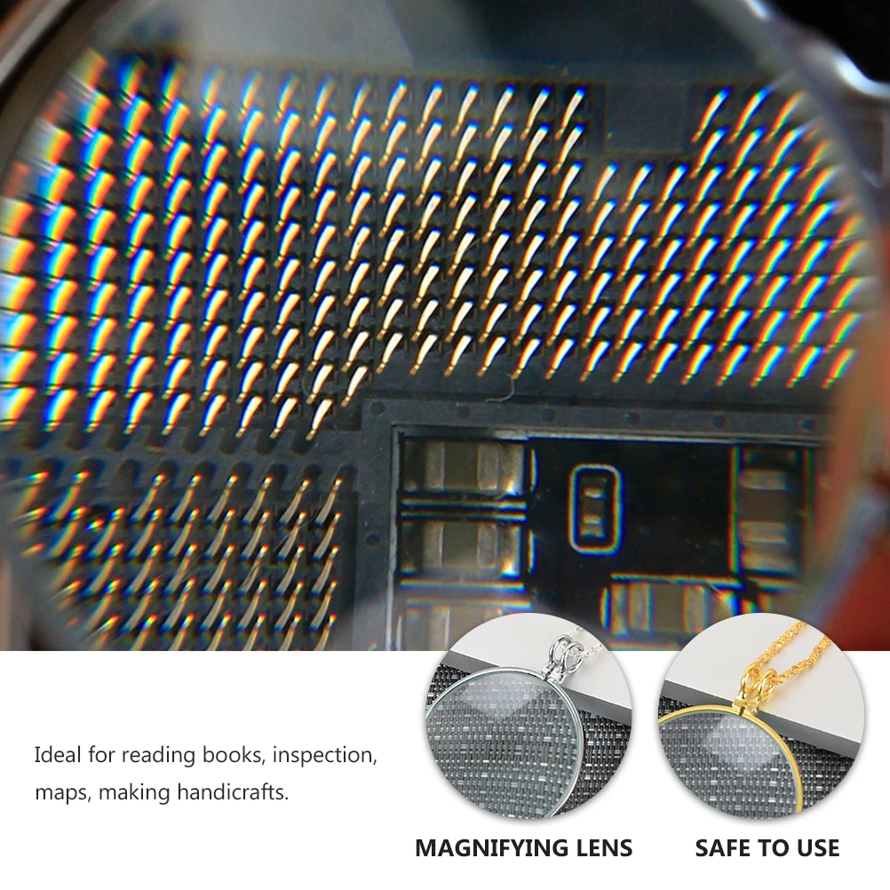 2Pcs Metal Chain Magnifier Necklace Reading Pendant Ergonomic Handle Clear Lens Ideal for Books Inspection Travel 
2Pcs Metal Chain Magnifier Necklace Reading Pendant Ergonomic Handle Clear Lens Ideal for Books Inspection Travel