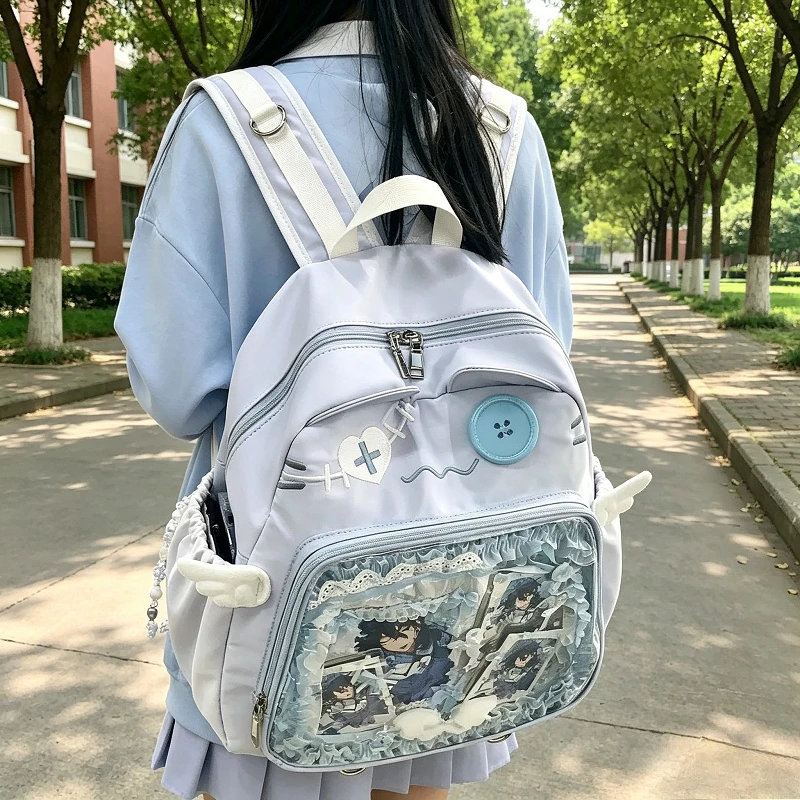 Japanese Clear Ita Backpack, Anime Cat Wings Doll Bag, Large Capacity Casual Commute for School
Japanese Clear Ita Backpack, Anime Cat Wings Doll Bag, Large Capacity Casual Commute for School