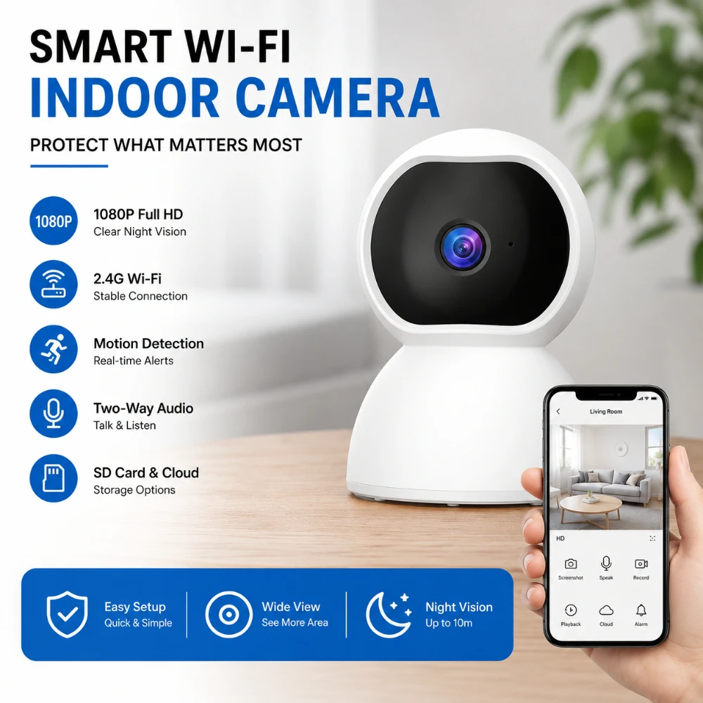 2MP Wifi PTZ Camera Indoor Audio Video Baby Monitor Wireless Night Vision Two Way Audio Home Security Surveillance IP Cameras
2MP Wifi PTZ Camera Indoor Audio Video Baby Monitor Wireless Night Vision Two Way Audio Home Security Surveillance IP Cameras