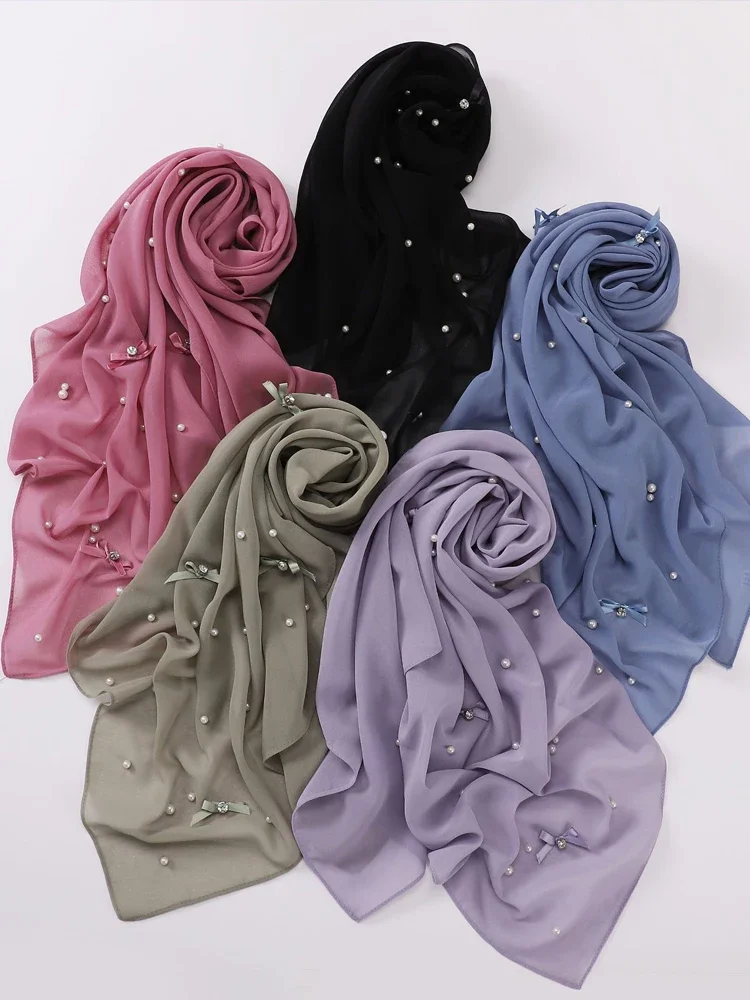 Diamonds Bow Scarf Chiffon Pearl Scarves Women Muslim Hijab Turban Islam Stoles Shawls Wrap Bandanas Bufanda Foulard Turbante
Diamonds Bow Scarf Chiffon Pearl Scarves Women Muslim Hijab Turban Islam Stoles Shawls Wrap Bandanas Bufanda Foulard Turbante