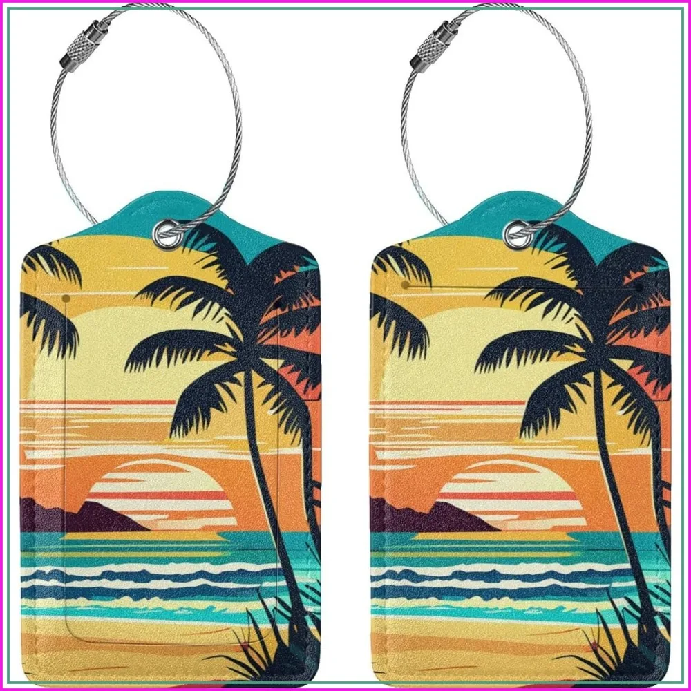 2 Pcs Palm Trees Sunset Luggage Tag for Suitcase, Privacy ID Label with Steel Loop, Summer Beach Travel Gift
2 Pcs Palm Trees Sunset Luggage Tag for Suitcase, Privacy ID Label with Steel Loop, Summer Beach Travel Gift
