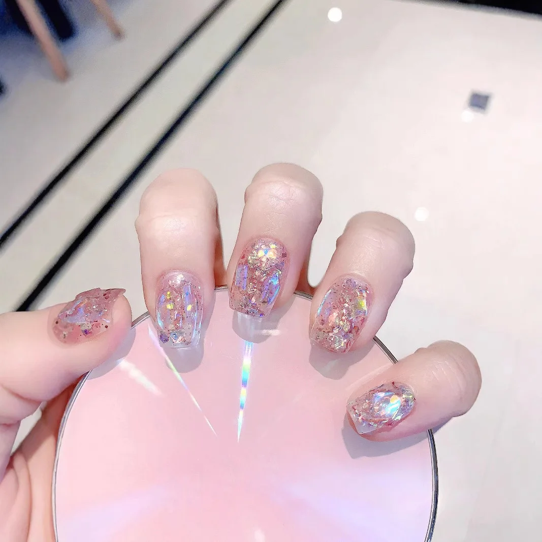 10pcs Handmade Short French Press On Nails Luxury Full Rhinestones Sequins Design False Nails Wearable Manicure Nail Tips
10pcs Handmade Short French Press On Nails Luxury Full Rhinestones Sequins Design False Nails Wearable Manicure Nail Tips