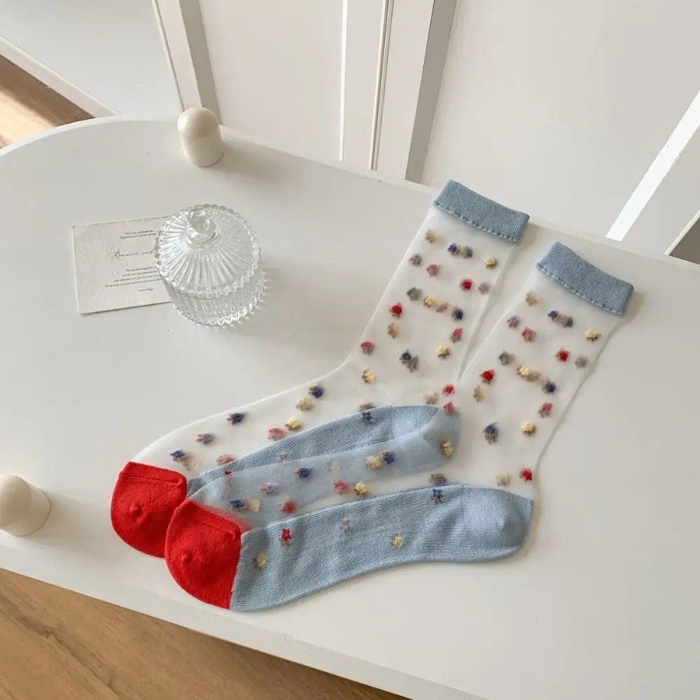 2/3Pairs Unique Sweet Transparent Flower Socks Lolita Blue Mid Calf Socks Women Thin Patchwork Glass Silk Socks Summer
2/3Pairs Unique Sweet Transparent Flower Socks Lolita Blue Mid Calf Socks Women Thin Patchwork Glass Silk Socks Summer