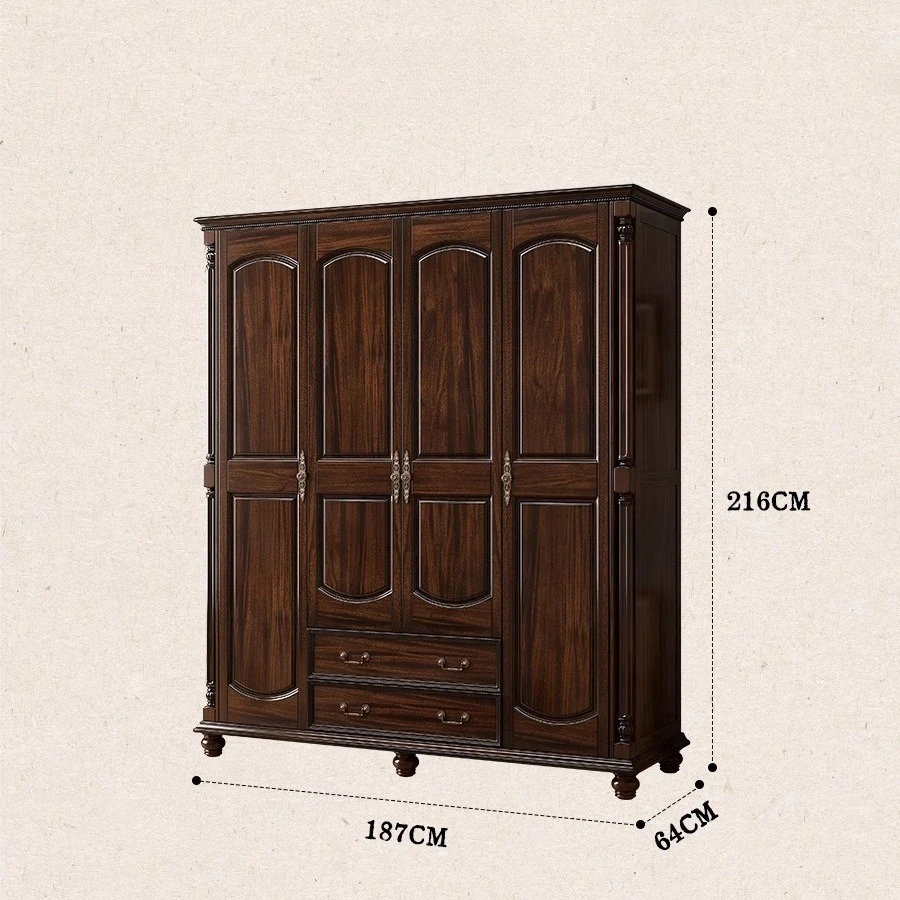 DSA solid wood wardrobe retro rustic four-door wardrobe home bedroom black walnut door storage locker
DSA solid wood wardrobe retro rustic four-door wardrobe home bedroom black walnut door storage locker