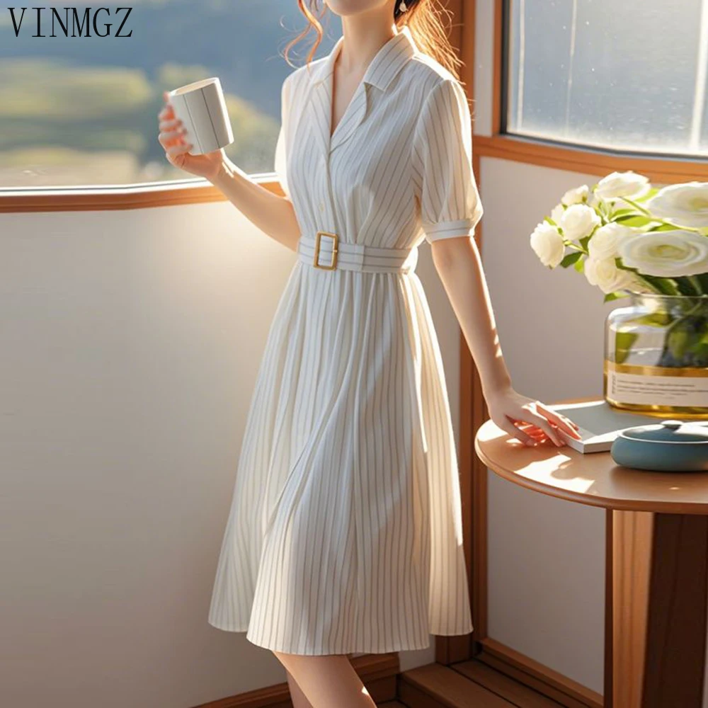 The new French simple and generous white striped dress is exquisite vestidos de mujer
The new French simple and generous white striped dress is exquisite vestidos de mujer
