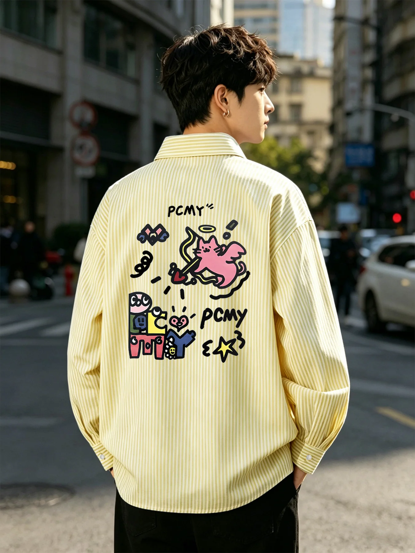 Spring and autumn new trendy men's casual long-sleeve shirt with fun cartoon back pattern
Spring and autumn new trendy men's casual long-sleeve shirt with fun cartoon back pattern
