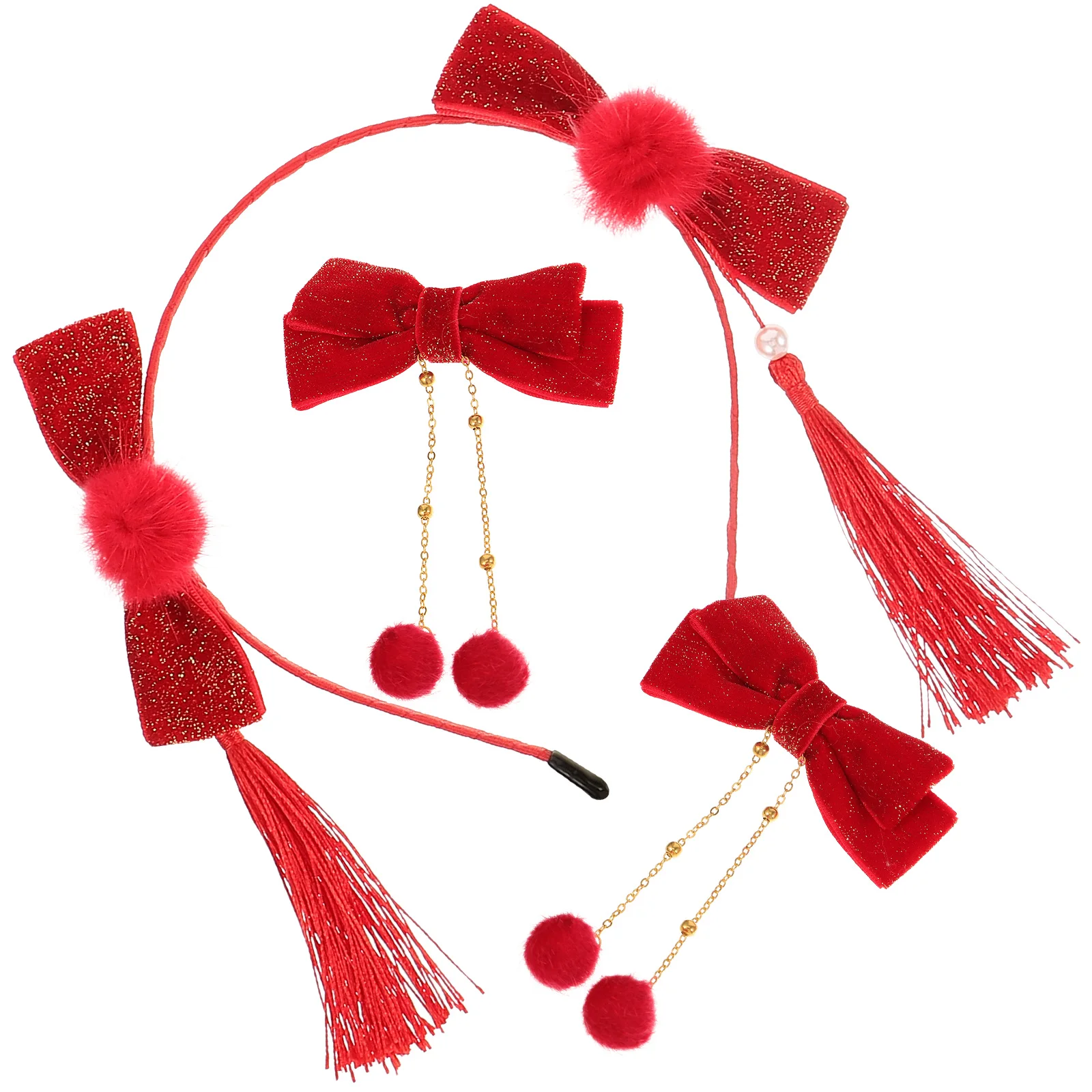 Red Bow Hair Accessories Furry Balls Headband Layer Bows New Chinese Style for
Red Bow Hair Accessories Furry Balls Headband Layer Bows New Chinese Style for