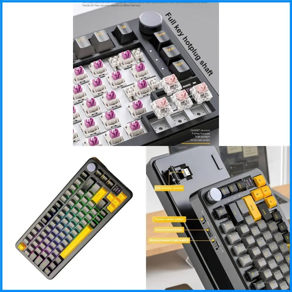 X85PRO Mechanical Keyboard Support BT5/2.4G/Usb C with Keycaps and 4000mAh Battery Gasket Structure for Gamers
X85PRO Mechanical Keyboard Support BT5/2.4G/Usb C with Keycaps and 4000mAh Battery Gasket Structure for Gamers