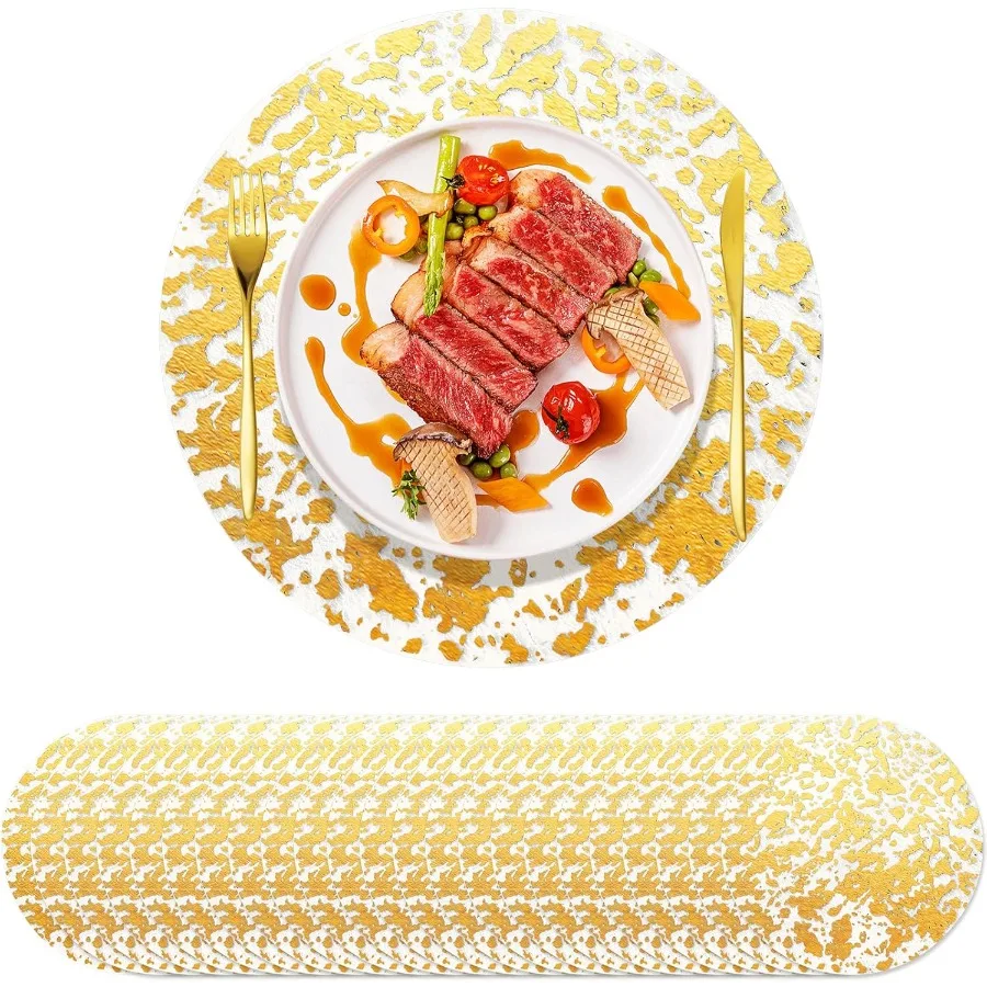 100 PCS Disposable Gold Placemats Set 13" Metallic Round Doilies for Tables Gold Foil Mesh Pressed String Table Mats Thin Mesh
100 PCS Disposable Gold Placemats Set 13" Metallic Round Doilies for Tables Gold Foil Mesh Pressed String Table Mats Thin Mesh