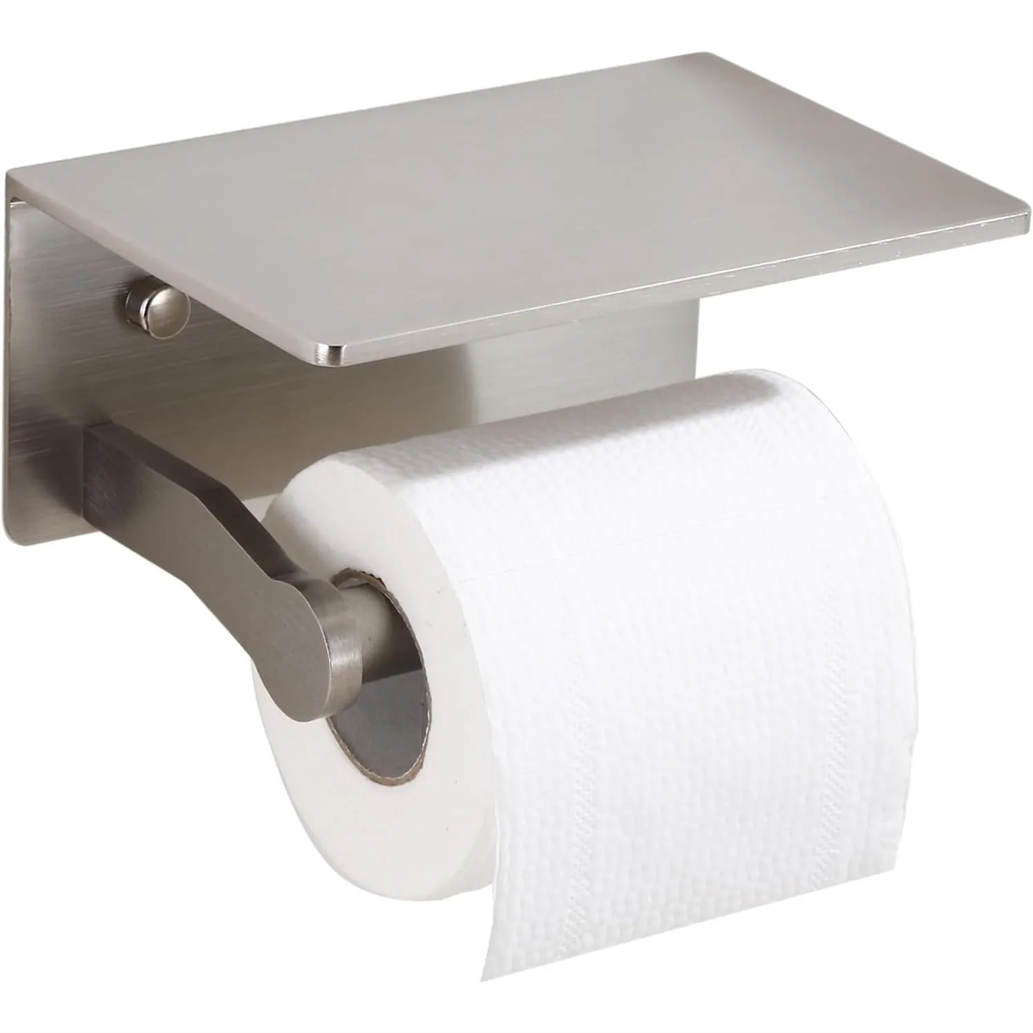 Toilet Paper Holder with Shelf, Wall Mounted Adhesive or Screw, Brushed Nickel for Bathroom
Toilet Paper Holder with Shelf, Wall Mounted Adhesive or Screw, Brushed Nickel for Bathroom