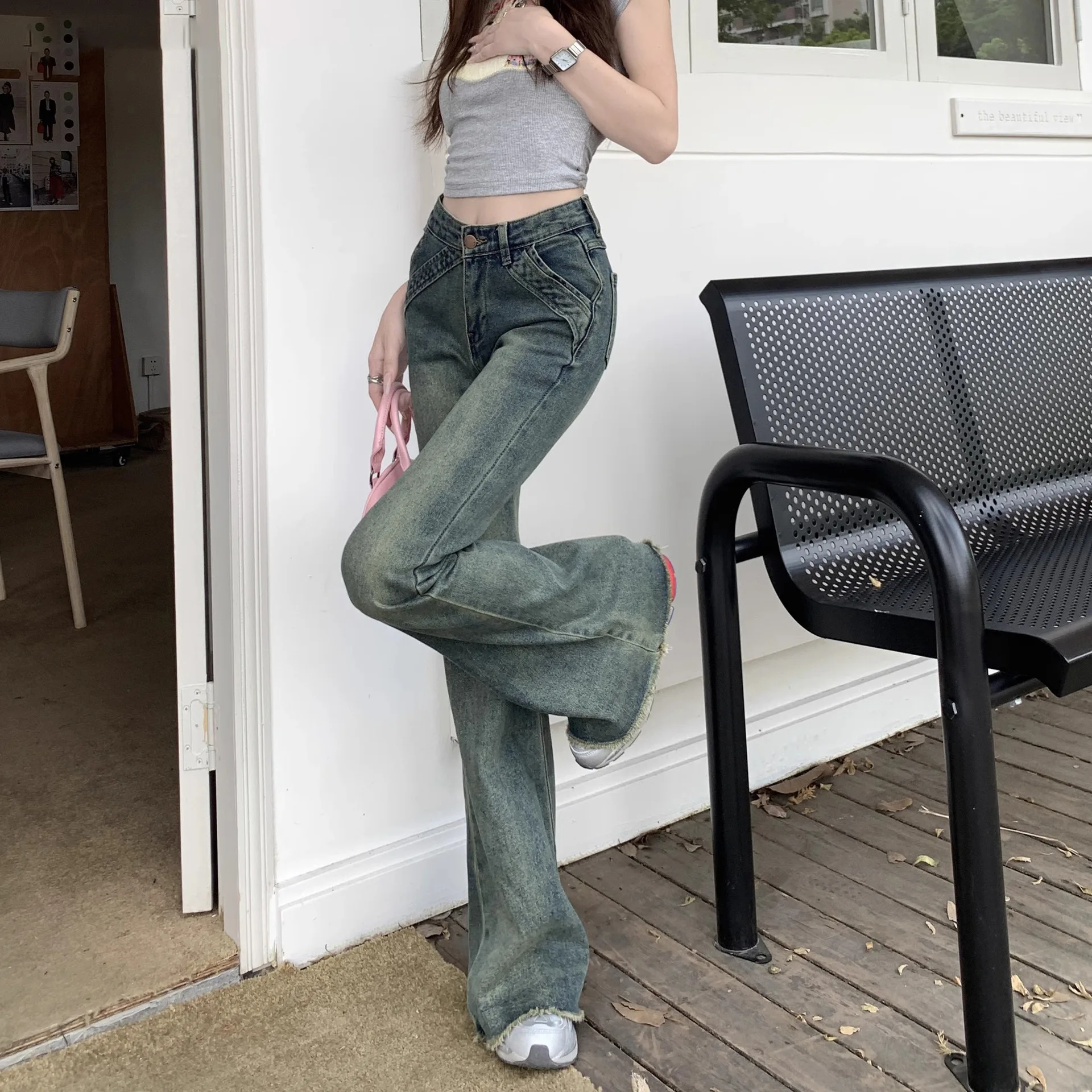 Джинсы расклешенные 2000-х годов эмо необычная одежда на пуговицах на шнуровке женские брюки с двойной пуговицей женские модные складные детали стираные
Джинсы расклешенные 2000-х годов эмо необычная одежда на пуговицах на шнуровке женские брюки с двойной пуговицей женские модные складные детали стираные