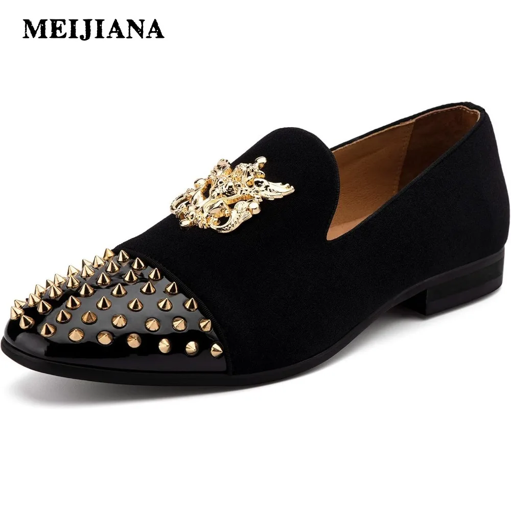 Meijiana Mens Velvet Loafers Dress Shoes with Metal Embellishments Party Luxury Loafer Shoes
Meijiana Mens Velvet Loafers Dress Shoes with Metal Embellishments Party Luxury Loafer Shoes