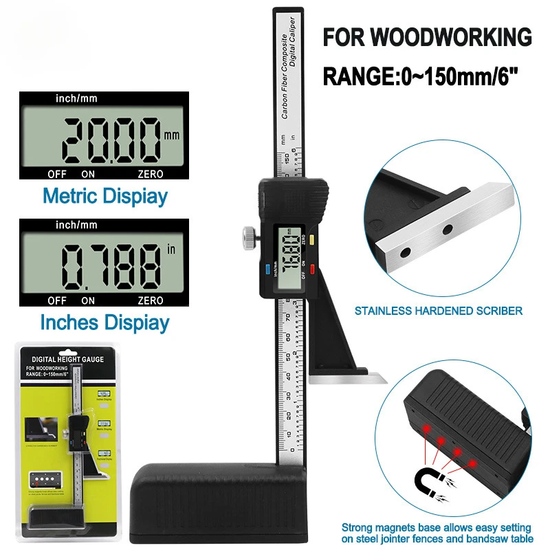 0-150Mm digital display height ruler, electronic digital display vernier height ruler, woodworking table saw height ruler
0-150Mm digital display height ruler, electronic digital display vernier height ruler, woodworking table saw height ruler