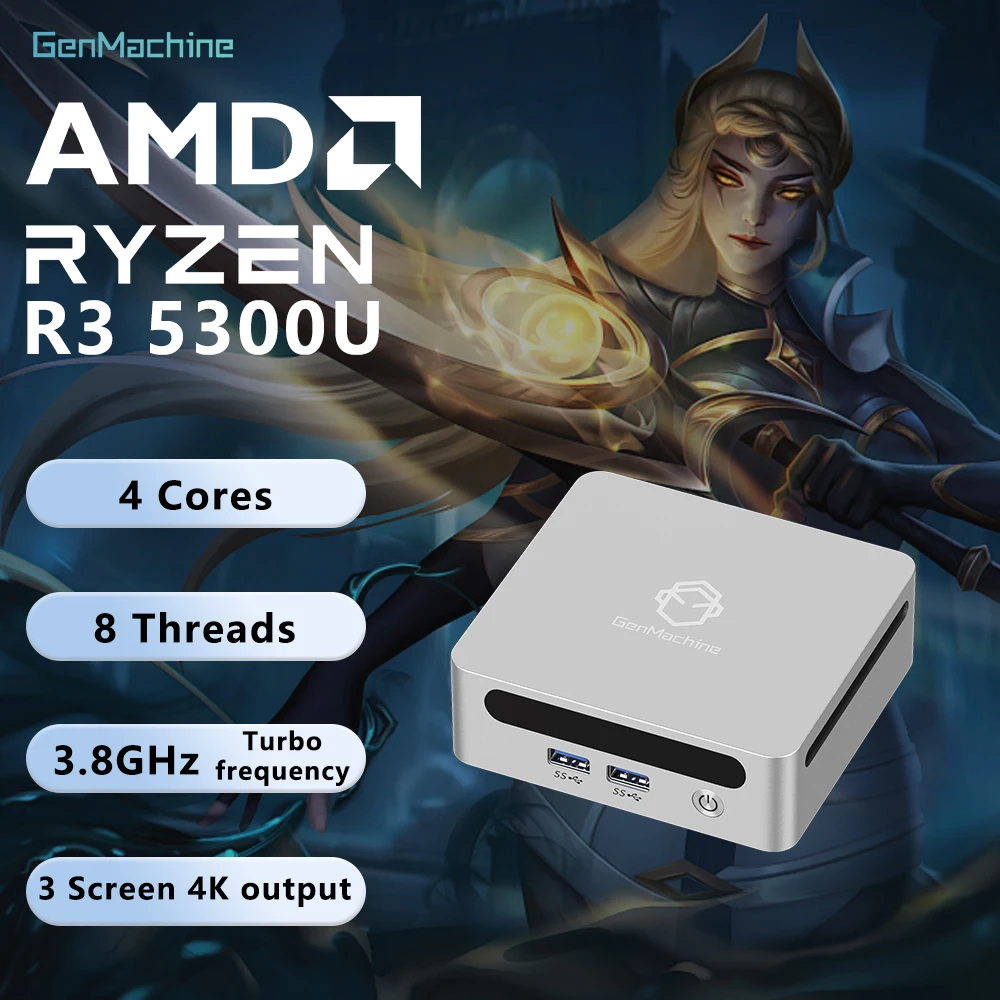 GenMachine Mini PC AMD Ren5000 5300U Processor CPU Windows 11 3.7GHz DDR4 Wifi6 HDMI pc gamer computer Mini Pc Windows 11 Ryzen
GenMachine Mini PC AMD Ren5000 5300U Processor CPU Windows 11 3.7GHz DDR4 Wifi6 HDMI pc gamer computer Mini Pc Windows 11 Ryzen