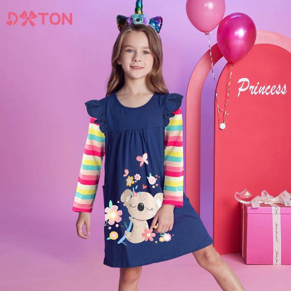 DXTON Autumm Kids Girls Dresses Stripe Sleeve Patchwork Toddler Casual Dress Bear Flower Printed Children Dress Pocket Clothing
DXTON Autumm Kids Girls Dresses Stripe Sleeve Patchwork Toddler Casual Dress Bear Flower Printed Children Dress Pocket Clothing