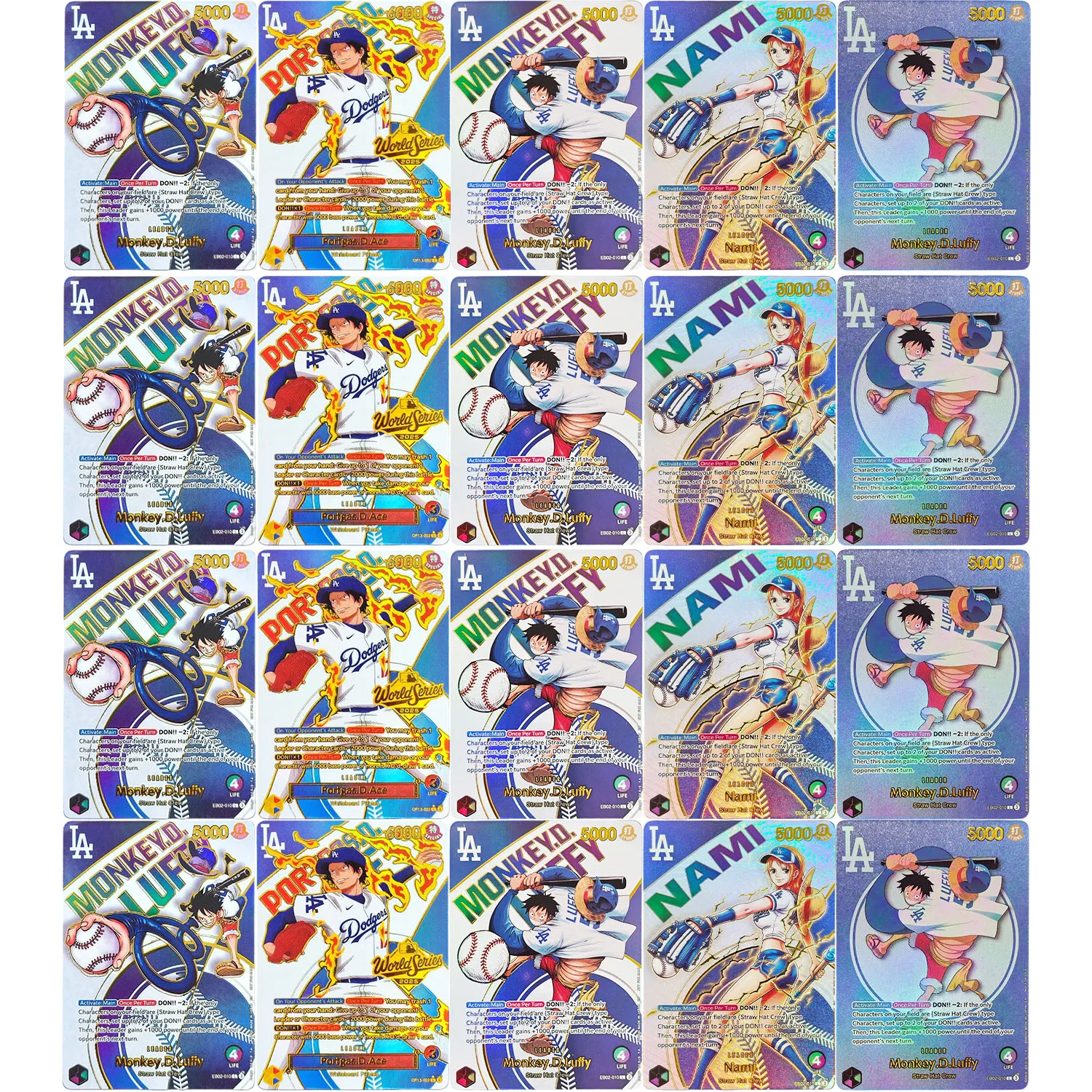 Self Made One Piece English Baseball Series Luffy EB02-010 Nami Ace OP13-002 Hot Stamping Game Collection Card Toy
Self Made One Piece English Baseball Series Luffy EB02-010 Nami Ace OP13-002 Hot Stamping Game Collection Card Toy