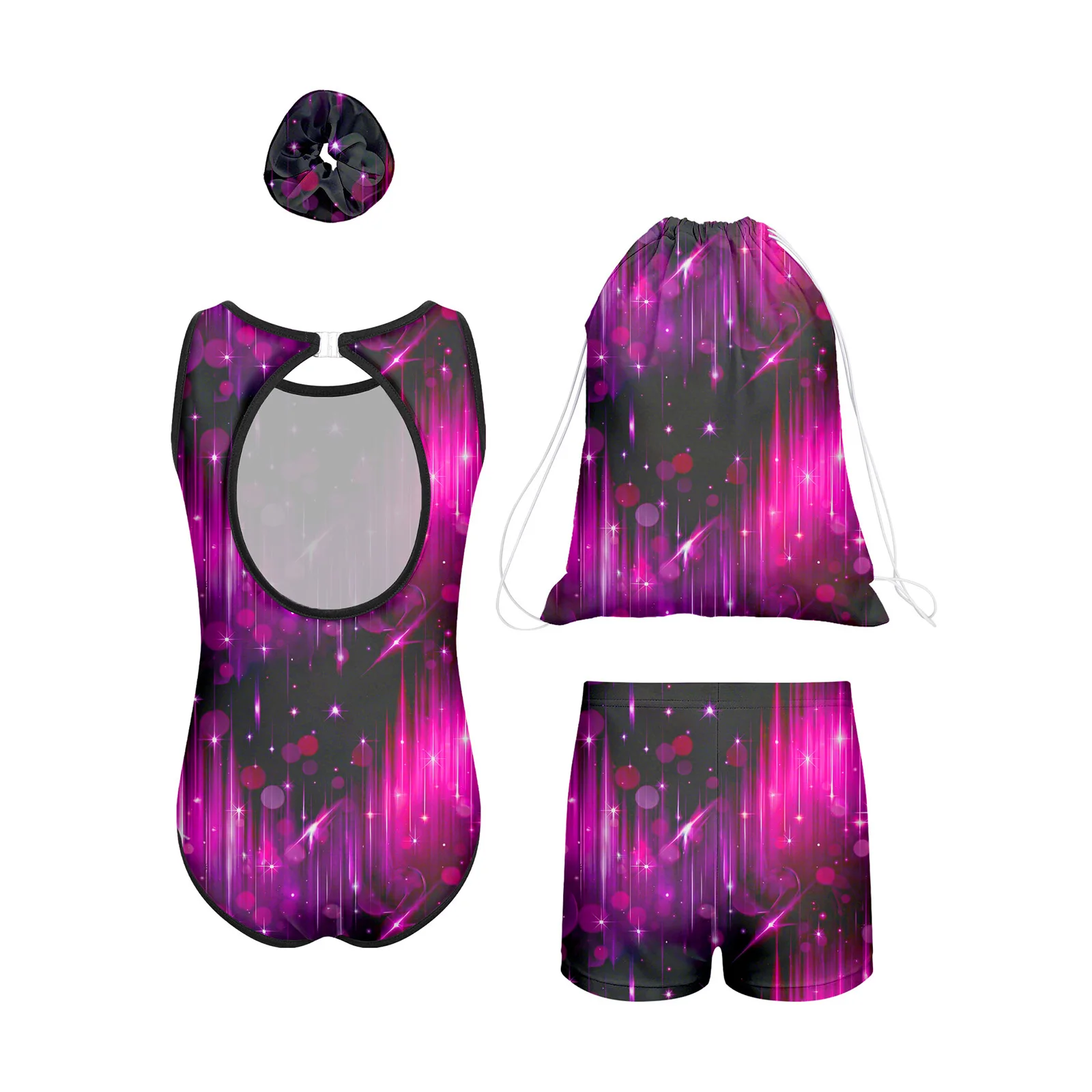 Kids Girls Ballet Sets Printed Gymnastics Dance Outfit Sleeveless Cutout Back Leotard with Shorts with Bag Hairband Stage Sets
Kids Girls Ballet Sets Printed Gymnastics Dance Outfit Sleeveless Cutout Back Leotard with Shorts with Bag Hairband Stage Sets