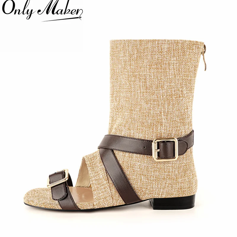 Onlymaker Women Square Toe Linen Ankle Boots Open Toe Retro Buckle Strap Back Zipper Gladiator Flat Sandals
Onlymaker Women Square Toe Linen Ankle Boots Open Toe Retro Buckle Strap Back Zipper Gladiator Flat Sandals