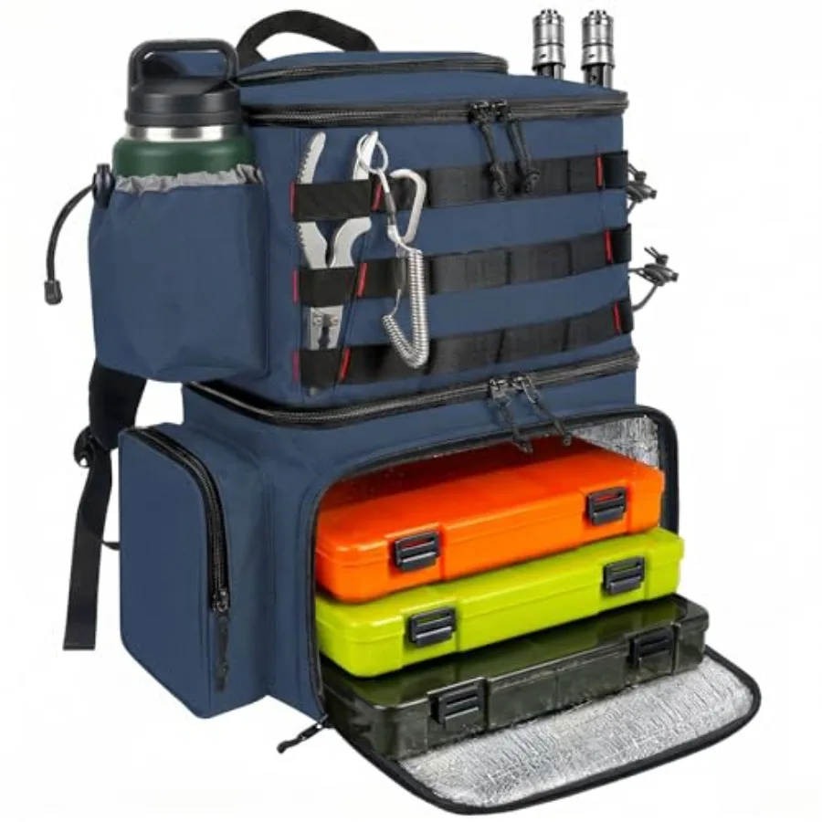 Fishing Backpack, Water Resistant Tackle Storage Bag with Rod Holders and Cooler, Fishing Gifts for Men
Fishing Backpack, Water Resistant Tackle Storage Bag with Rod Holders and Cooler, Fishing Gifts for Men
