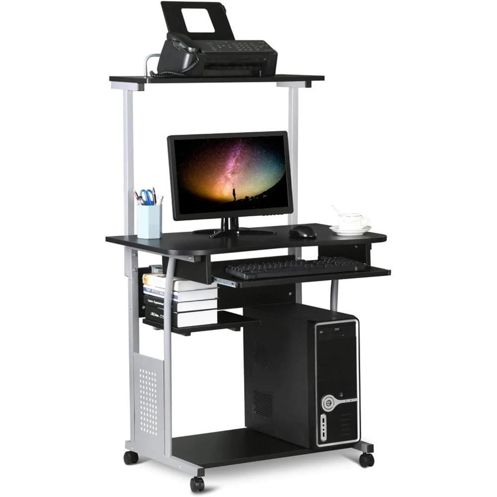 2 Tier Rolling Computer Desk with Printer Shelf and Keyboard Tray, Mobile Workstation for Home Office and Small Spaces
2 Tier Rolling Computer Desk with Printer Shelf and Keyboard Tray, Mobile Workstation for Home Office and Small Spaces