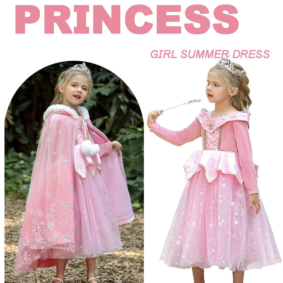Girls Aurora Princess Dress Long Sleeve Pink Sequin Tulle Gown Crown Wand Earrings Crinoline for Birthday Party Halloween
Girls Aurora Princess Dress Long Sleeve Pink Sequin Tulle Gown Crown Wand Earrings Crinoline for Birthday Party Halloween