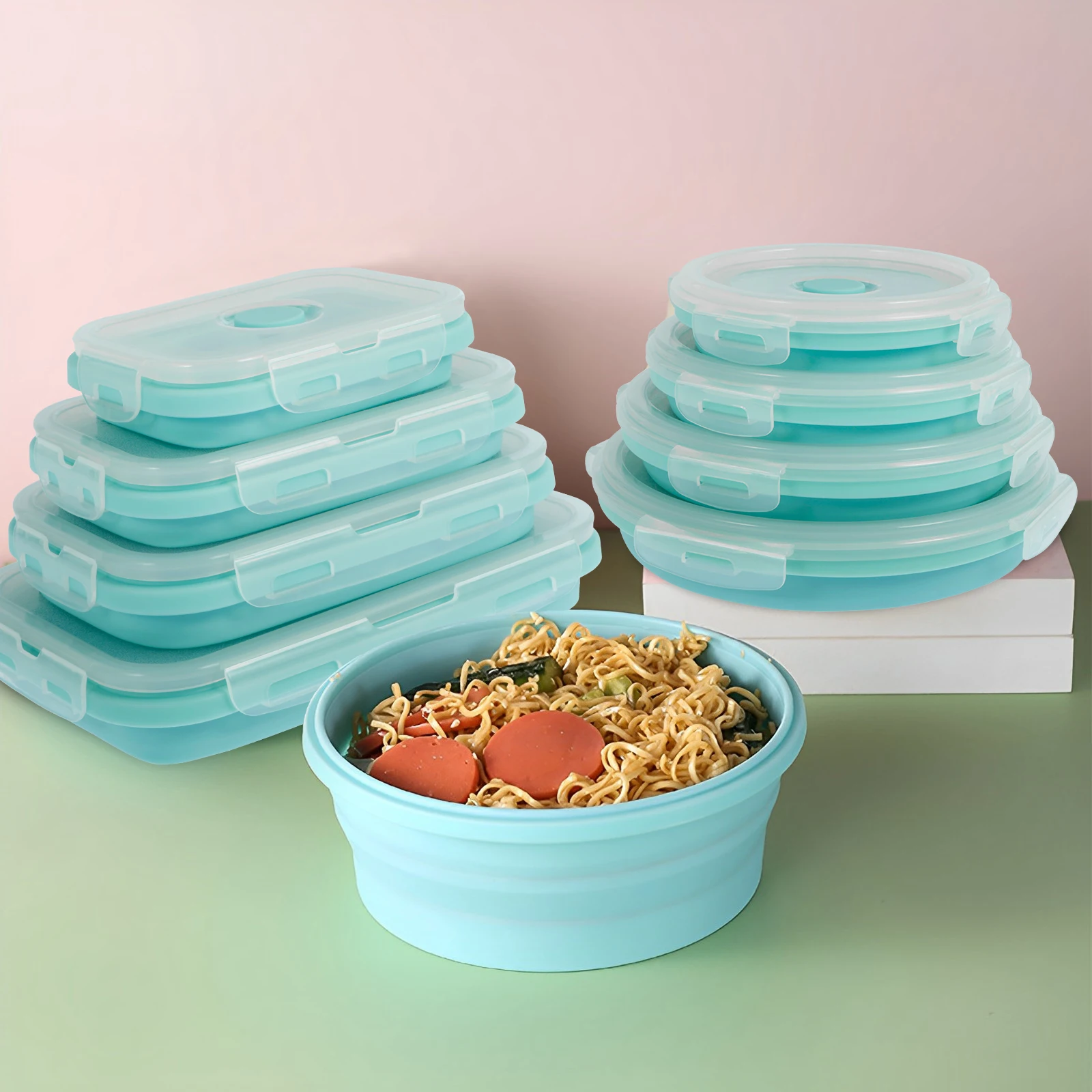 8Pcs Collapsible Food Storage Containers with Lids Reusable Silicone Square Round Lunch Containers Folding Stackable Lunch Box
8Pcs Collapsible Food Storage Containers with Lids Reusable Silicone Square Round Lunch Containers Folding Stackable Lunch Box