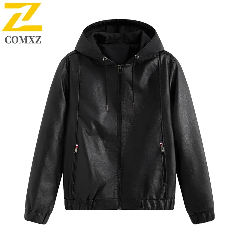 COMXZ Casual Hooded Collar Mens Leather Jacket Outdoor Cycling Comfortable Coat Premium Travel Lightweight Autumn Leather Coat
COMXZ Casual Hooded Collar Mens Leather Jacket Outdoor Cycling Comfortable Coat Premium Travel Lightweight Autumn Leather Coat