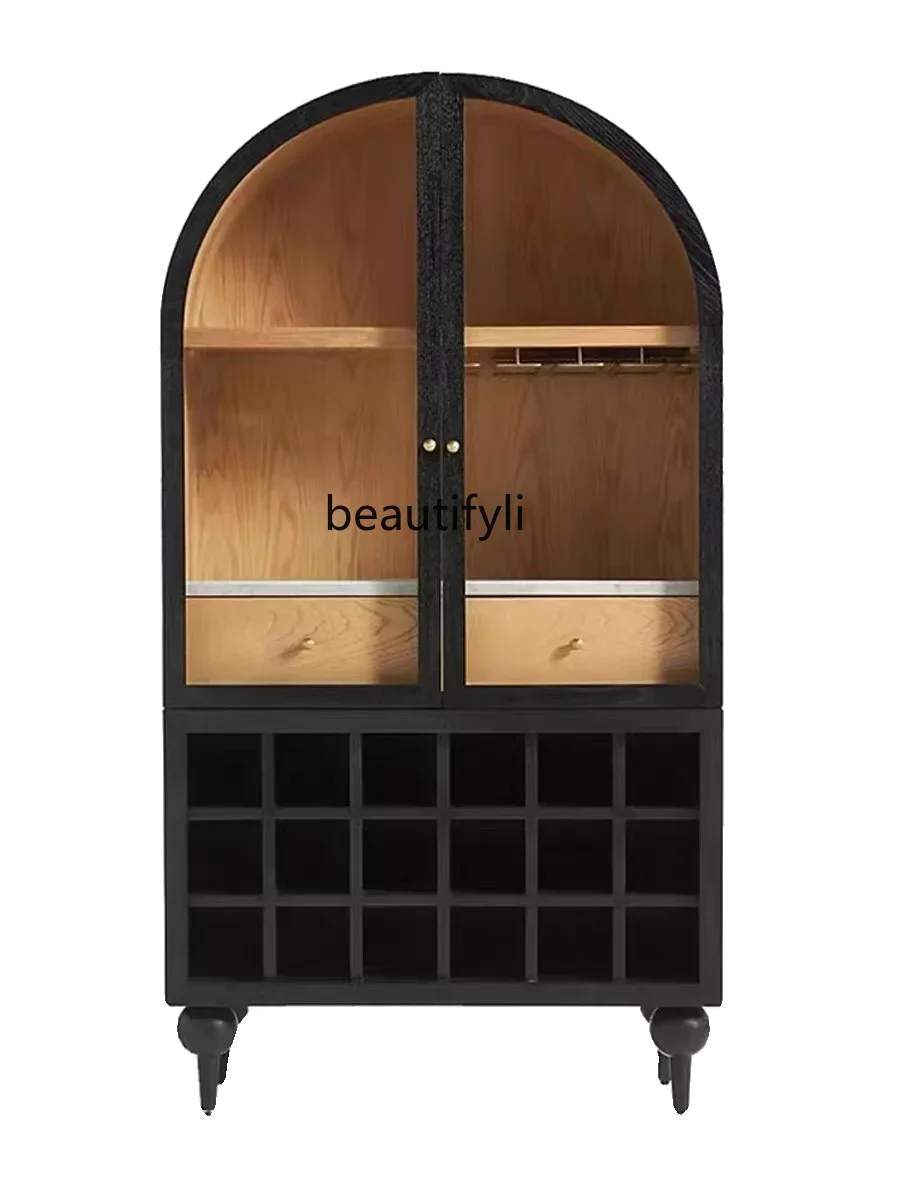 American Arch Wine Cabinet Vintage Solid Wood Black Storage Cabinet French Glass Door Side Cabinet Locker
American Arch Wine Cabinet Vintage Solid Wood Black Storage Cabinet French Glass Door Side Cabinet Locker
