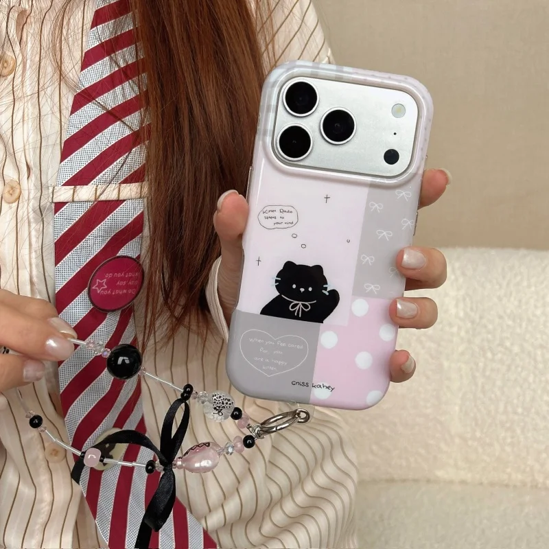 Fashion Cute Bowknot Black Cat Polka Dot Phone Case For iPhone 17 Pro 16 15 Pro Max Cover with Chain For Apple 16 Pro Max Back C
Fashion Cute Bowknot Black Cat Polka Dot Phone Case For iPhone 17 Pro 16 15 Pro Max Cover with Chain For Apple 16 Pro Max Back C
