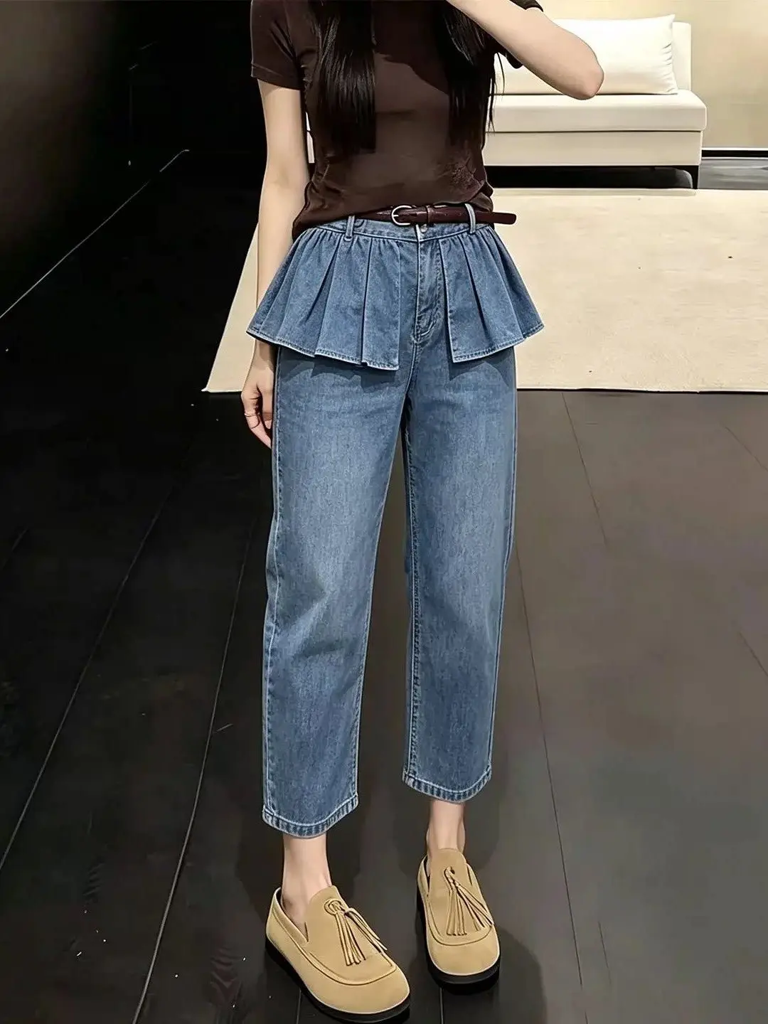 Blue High Waist Straight Leg Denim Jeans Women's Summer Fashion Versatile Slimming Fake Two-Piece Pants High Waist Zipper
Blue High Waist Straight Leg Denim Jeans Women's Summer Fashion Versatile Slimming Fake Two-Piece Pants High Waist Zipper