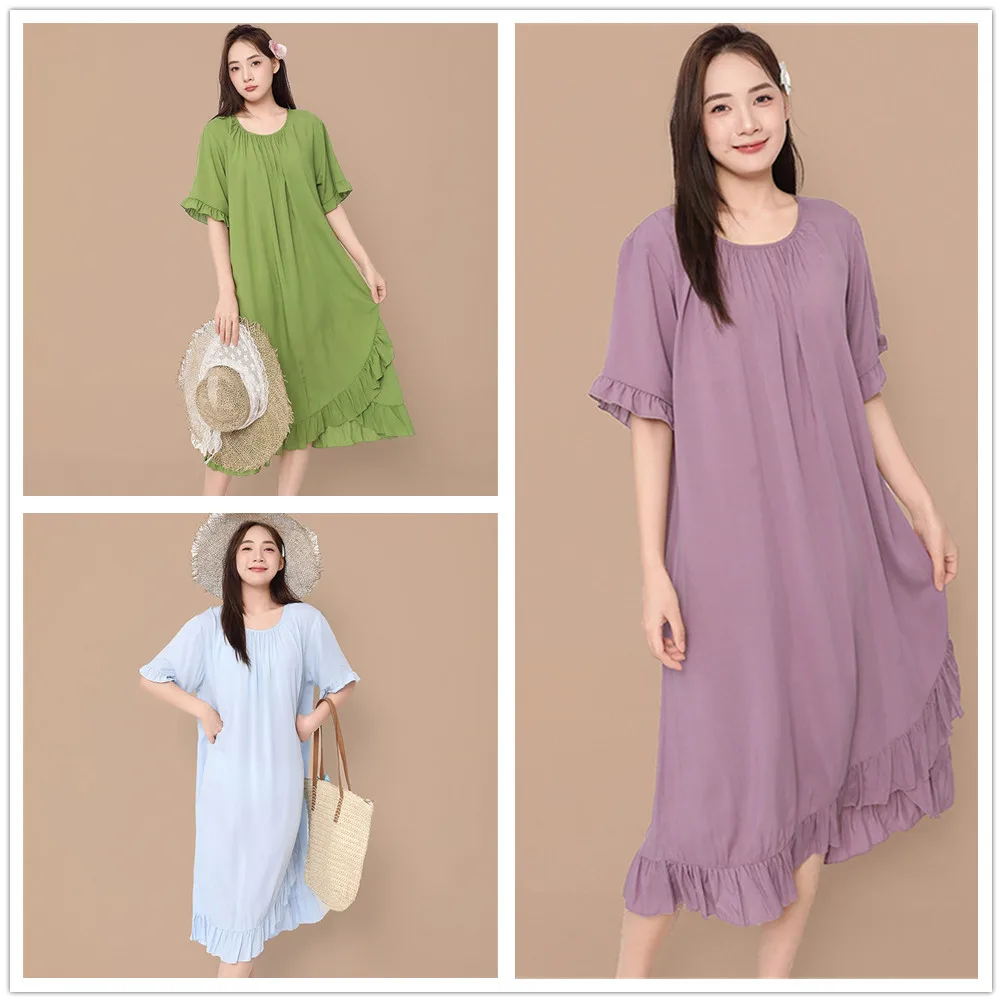 Viscose Printed Sleepwear Summer Shirt Dress for Women Short Sleeved Pajama Nightdress Comfortable Home Clothing
Viscose Printed Sleepwear Summer Shirt Dress for Women Short Sleeved Pajama Nightdress Comfortable Home Clothing