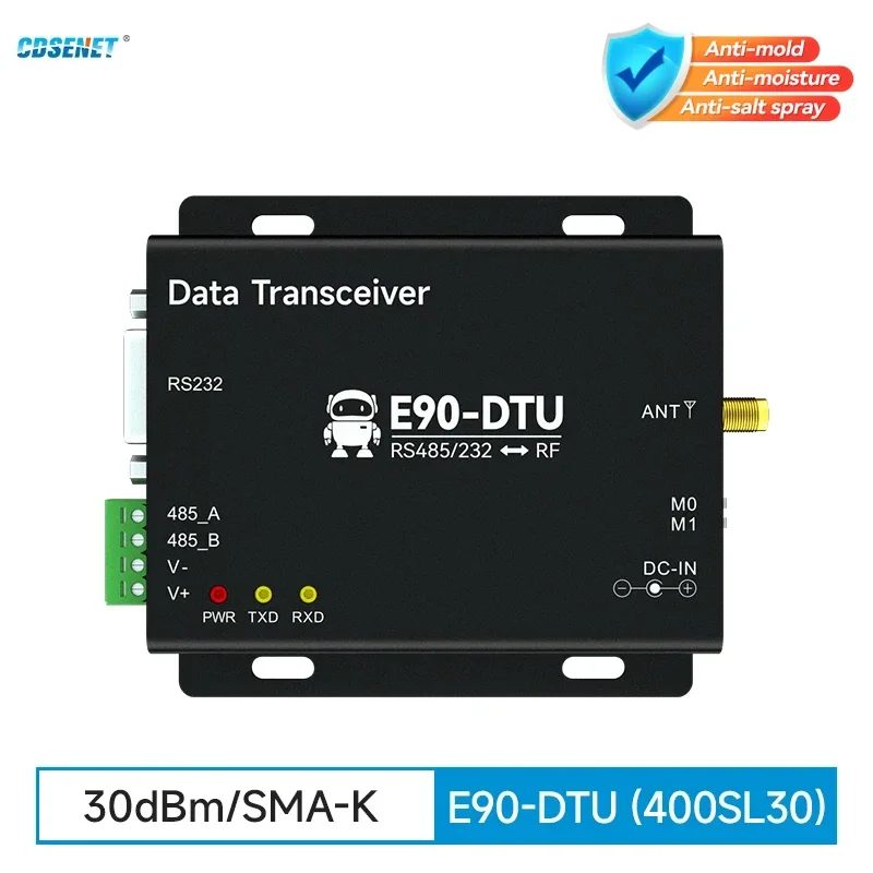 SX1262 SX1268 E90-DTU(400SL30) LoRa Relay 30dBm RS232 RS485 433MHz 470MHz Modbus Receiver LBT RSSI Wireless RF Transceiver
SX1262 SX1268 E90-DTU(400SL30) LoRa Relay 30dBm RS232 RS485 433MHz 470MHz Modbus Receiver LBT RSSI Wireless RF Transceiver