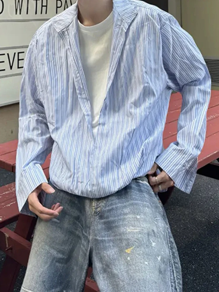 Trendy Mens Patchwork Shirts Two V Neck Lapel Long Sleeve Striped Shirts For Men 2025 Autumn Streetwear Vintage Loose Shirt Top
Trendy Mens Patchwork Shirts Two V Neck Lapel Long Sleeve Striped Shirts For Men 2025 Autumn Streetwear Vintage Loose Shirt Top