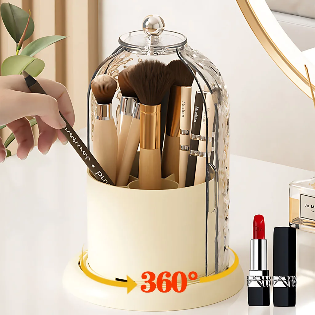 360° Rotating Makeup Brush Holder with Lid Desktop Makeup Organizer Cosmetic Storage Box Lipstick Eyebrow Storage Container Box
360° Rotating Makeup Brush Holder with Lid Desktop Makeup Organizer Cosmetic Storage Box Lipstick Eyebrow Storage Container Box