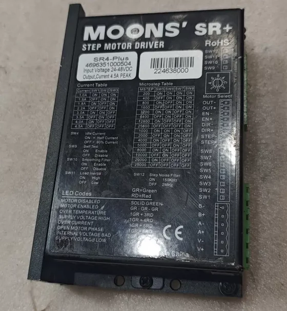 For MOONS SR4-Plus 24-48VDC 4.5A Stepper Motor Driver 1 Piece
For MOONS SR4-Plus 24-48VDC 4.5A Stepper Motor Driver 1 Piece